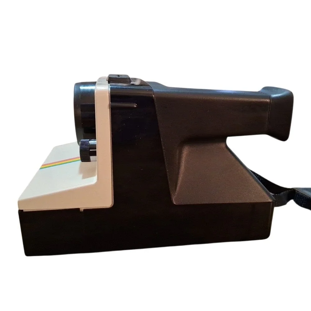 Vintage Polaroid One Step Land Camera SX-70 with Strap & Rainbow Stripe Black